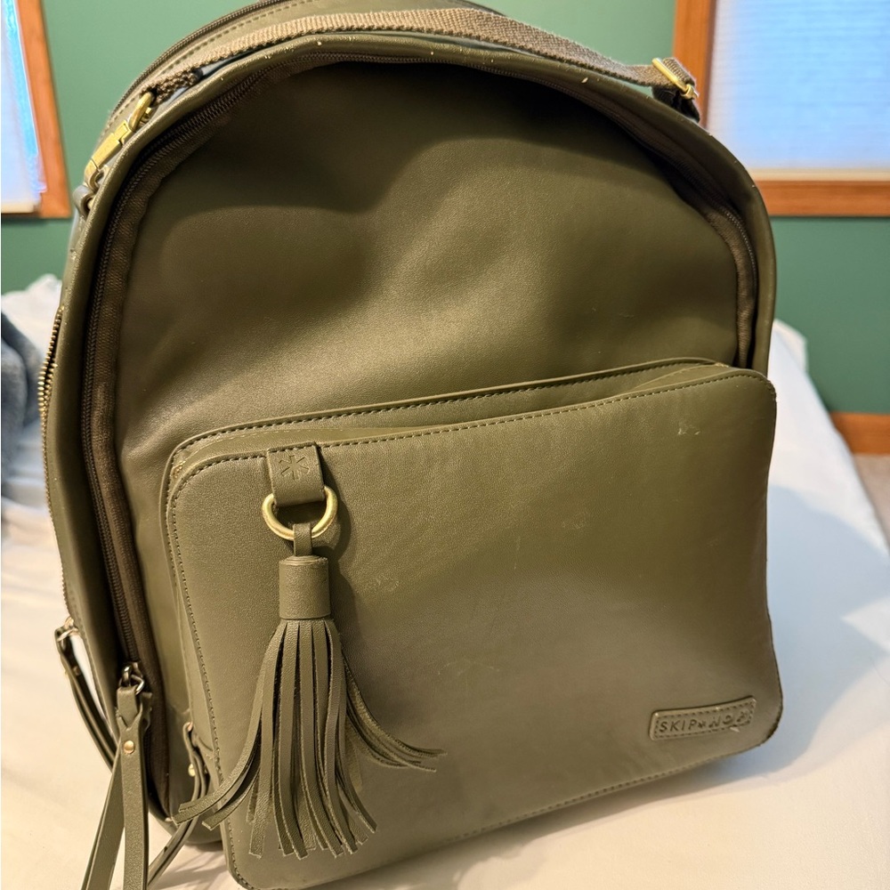 Skip Hop Olive Green Greenwich diaper Backpack